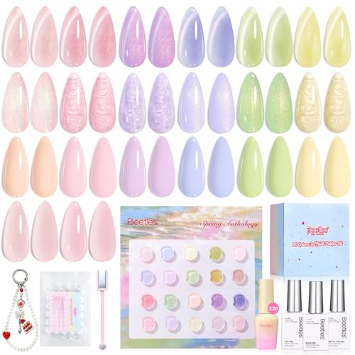 Beetles Pastel Gel Polish Set (A - Pink Yellow Blue | Spring Anthology)