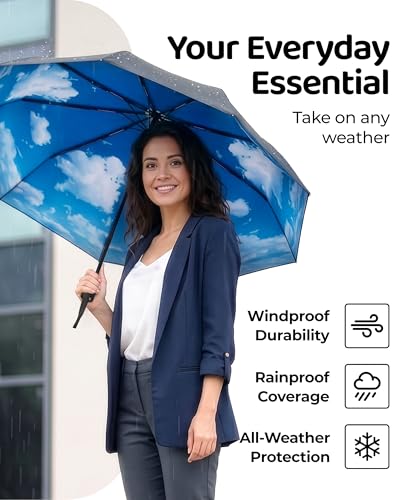 Repel Windproof Travel Umbrella (Blue Sky 1-Pack / Standard)