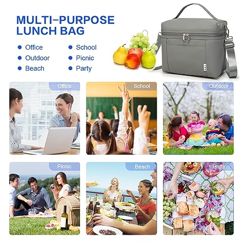 NOL 8L Insulated Lunch Bag for Women (Cool Gray / Medium (8 Liters))