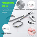 Facial Hair Small Grooming Scissors For Men Women (2PCS - With Cover / Silver)