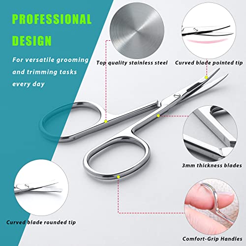 Facial Hair Small Grooming Scissors For Men Women (2PCS - With Cover / Silver)