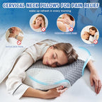Cervical Neck Pillows with Memory Foam (1 Pack Grey White / Standard)