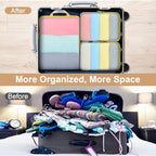 Compression Packing Cubes Travel Essentials with See Through Mesh for Suitcases (Mesh/White / 7 Set)