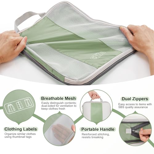 10 Set Compression Packing Cubes for Travel Essentials (Matcha Green)