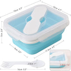 Silicone Lunch Container With Spoon & Fork, Bento Box, Collapsible Food Storage - Image 3