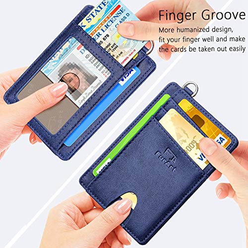 Slim Minimalist Wallet RFID Credit Card Holder for Men (small / Goatskin Royal Blue)