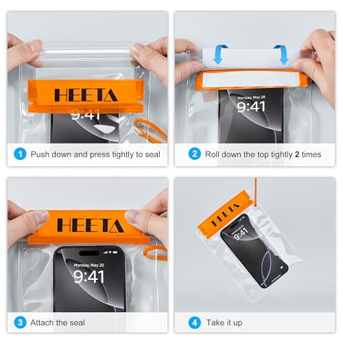 5 Pack Clear Waterproof Dry Bag Pouch (Orange)
