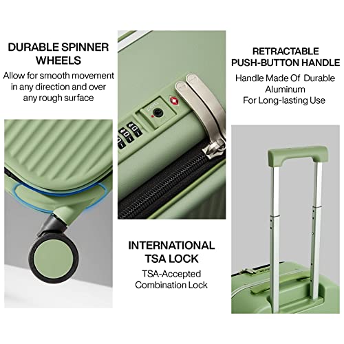 Carry On Luggage (Striped Avocado Green / 18-inch)