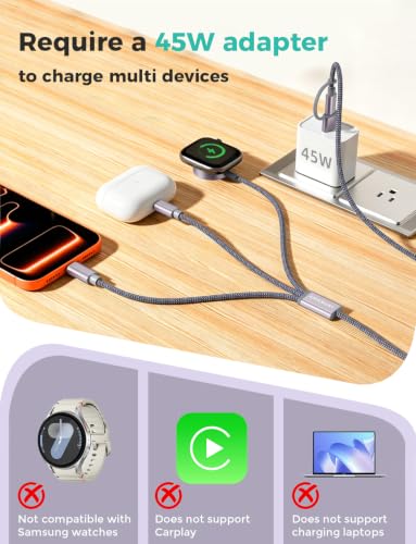 2026 Travel Essentials for Apple Watch Charger (Grey / 1pack-4ft)