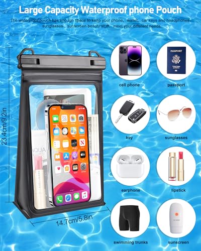 Large Capacity Waterproof Phone Pouch (Black, Extra Large Opening 5.9'')