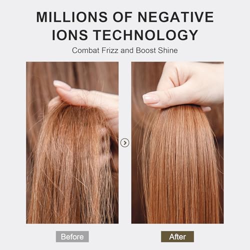 4-in-1 Travel Dual Voltage Hair Dryer Brush 110-240V Blow Dryer Brush (50mm Oval / White & Rose Gold)