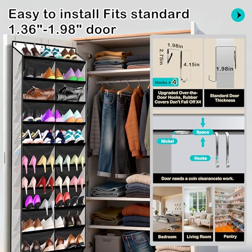 10 Tier Over the Door Shoe Organizer (White)