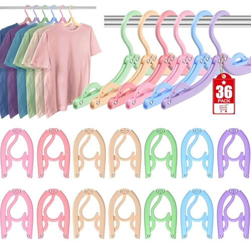 36 Pcs Travel Hangers Portable Foldable Travel Hanger Organizer (Brilliant Multi)