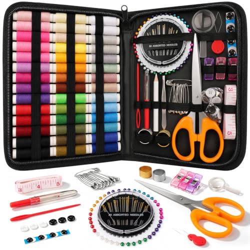 Sewing Kit Travel for Adults Beginner (Black / XL)