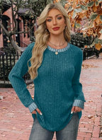 Fall Outfits for Women 2026 Long Sleeve Shirts for Women Tops Trendy Womens Sweaters Lightweight Fashion Business Dressy Casual School Outfits for Teachers Knit Soft Work (X-Large / 05-teal Blue)
