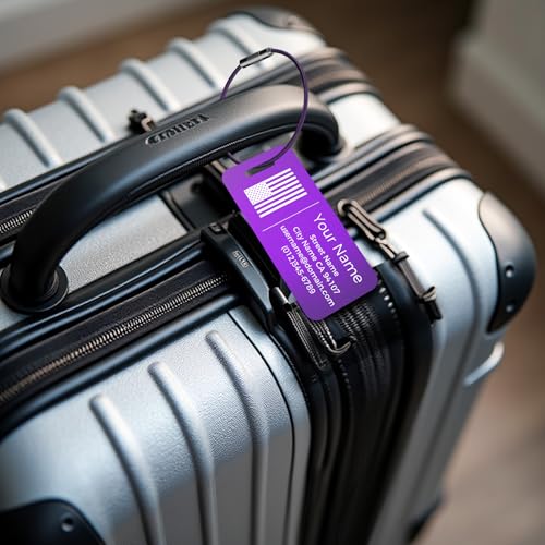 4PCS Personalized Luggage Tag (Purple / Small)