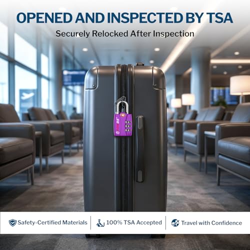 Open Alert TSA Approved Luggage Locks (Purple 4PK)