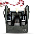 Insulated Wine 3 Bottle Carriers Tote Travel Cooler Gift Bag For Airplane Liquor With Padded Shoulder Strap (3-bottle / 3-Green)