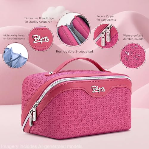 Travel Makeup Bag Cosmetic Bags for Women (M-73Rose)
