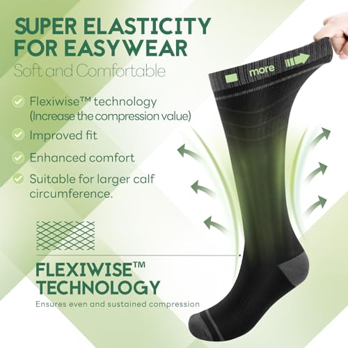 Bamboo Viscose Compression Socks for Women & Men (Large-X-Large / 3 Pairs-(black/Gray/White))