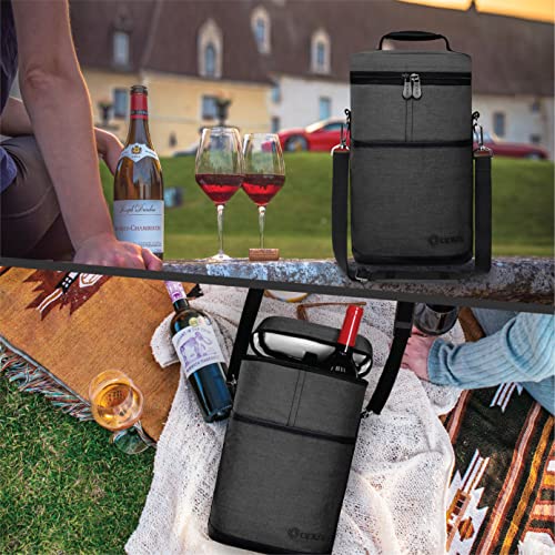 2 Bottle Wine Carrier Tote (Charcoal)