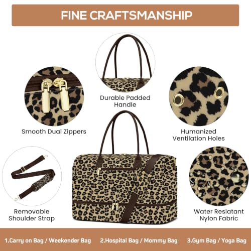 Travel Weekender Duffle Bag for Women (41-Leopard Print / Large)
