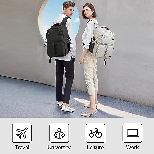 Large Expandable Travel Laptop Backpack (Beige Expandable / 16 inch)
