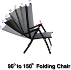 Heavy Duty Durable Adjustable Reclining Folding Chair Outdoor Indoor Garden Pool - Image 5