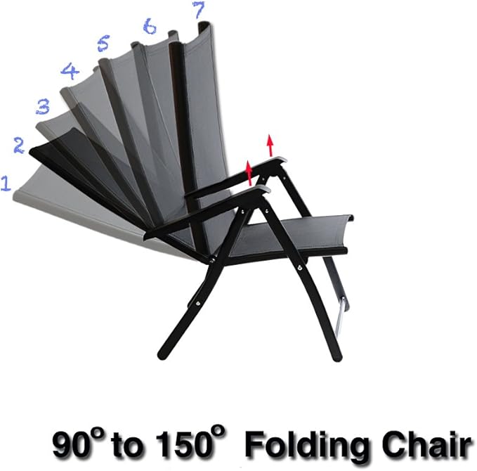 Heavy Duty Durable Adjustable Reclining Folding Chair Outdoor Indoor Garden Pool - Image 5