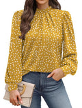 Fall Outfits for Women 2026 Long Sleeve Tops for Teachers School Outfits for Teachers Fall Clothes Early Fall Fashion Clothing Trendy Ladies Blouses Womens Tops Dressy Casual Yellow Dots 2XL (03 - Yellow Polka Dots / XX-Large)