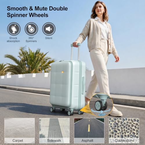 24 Inch Expandable Checked Luggage Hard Shell Suitcase (24 inch / Aquamarine)