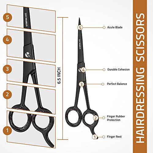 Hair Cutting and Hairdressing Scissors 6.5 Inch (6.5 Inch (Pack of 1) / Black)