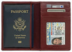 Personalized Monogrammed Merlot Leather RFID Passport Wallet (Merlot / Minimalist)