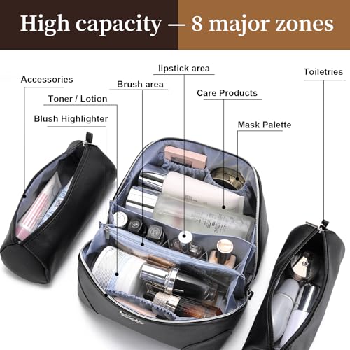 Travel Makeup Bag Cosmetic Bags for Women (C-2-Black)
