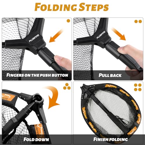 Fishing Net Fish Floating Landing Net with Handle (11.8"/30cm Hoop Size 1.0M Orange(Extendable) / 1.0m (Extendable))