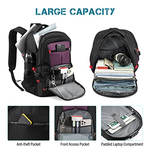 Large Laptop Backpack for Men (Black&purple / 17 inch)