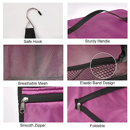 Travel Portable Hanging Shelves Closet Organizer Packing Luggage Storage with Multifunctional and Foldable Invisible Compartment (Purple / XX-Large)