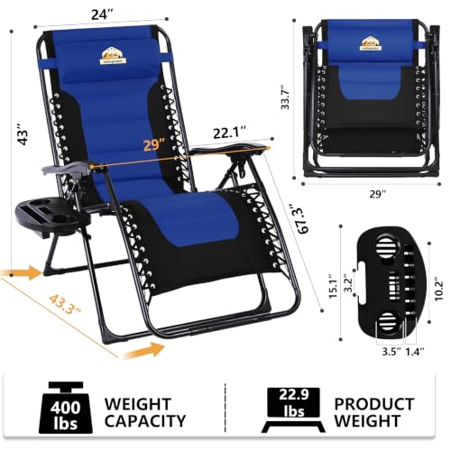 Oversized Zero Gravity Chairs Set of 2 (Blue / Set of 2)