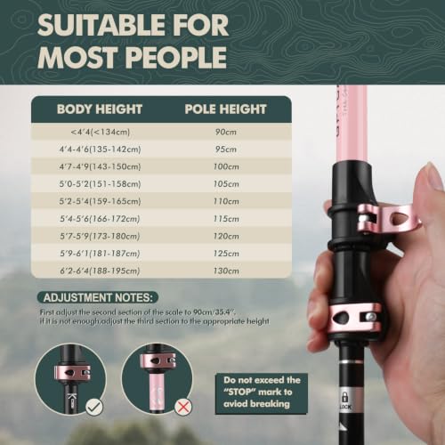 Aluminum Collapsible Trekking Poles with EVA Grips (Pink(2 Poles))