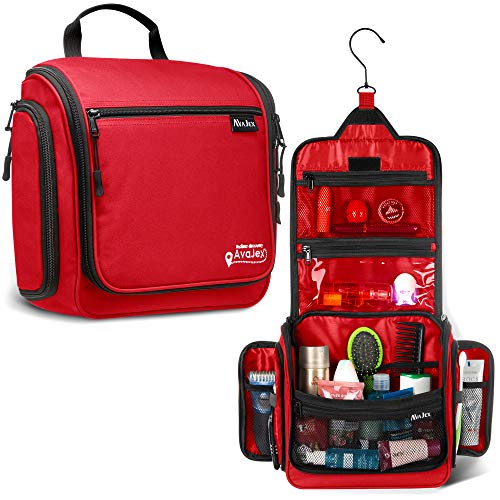 Travel Toiletry Bag for Men and Women (L Crimson Red)
