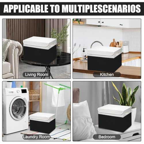 Large 42 Quarts Fabric Storage Bins with Lids [2 (Black & White / Large - 2 Pack)