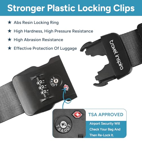 Anti Theft Suitcase Belt with TSA Lock (Cross Black-New)