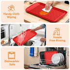 Grilling Prep & Serve Trays for Party Set of 6 (Black & Red)