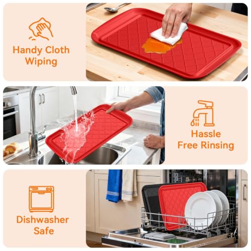 Grilling Prep & Serve Trays for Party Set of 6 (Black & Red)