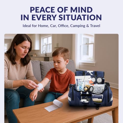 Trauma Bag First Aid Kit Emergency Response Supplies Blue (Blue)