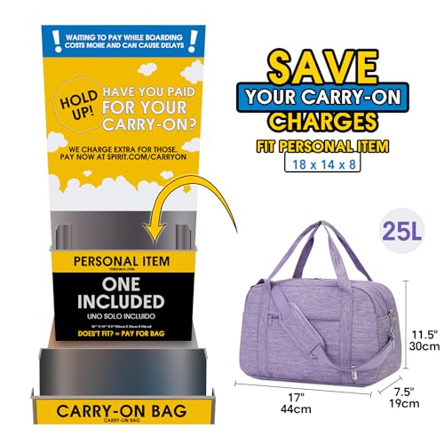 Carry on Duffle Bag Underseat for Airplane (Purple / Small without laptop compartment)