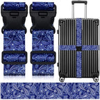 2 Pack Luggage Straps for Suitcases (24020 Blue Flowers)