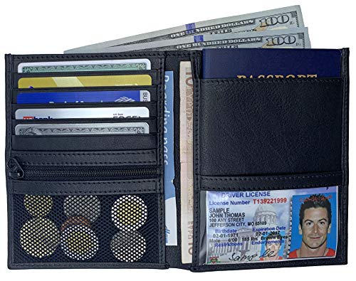 Deluxe Personalized Monogrammed Black Leather RFID Passport Wallet (Black / Deluxe)