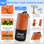 2 Pack Camping Towel (XL 72"x32"+24"x15" / Orange)