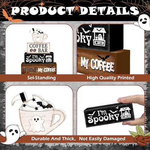 Ghost Halloween Tiered Tray Decor Set (Ghost Coffee Cup)